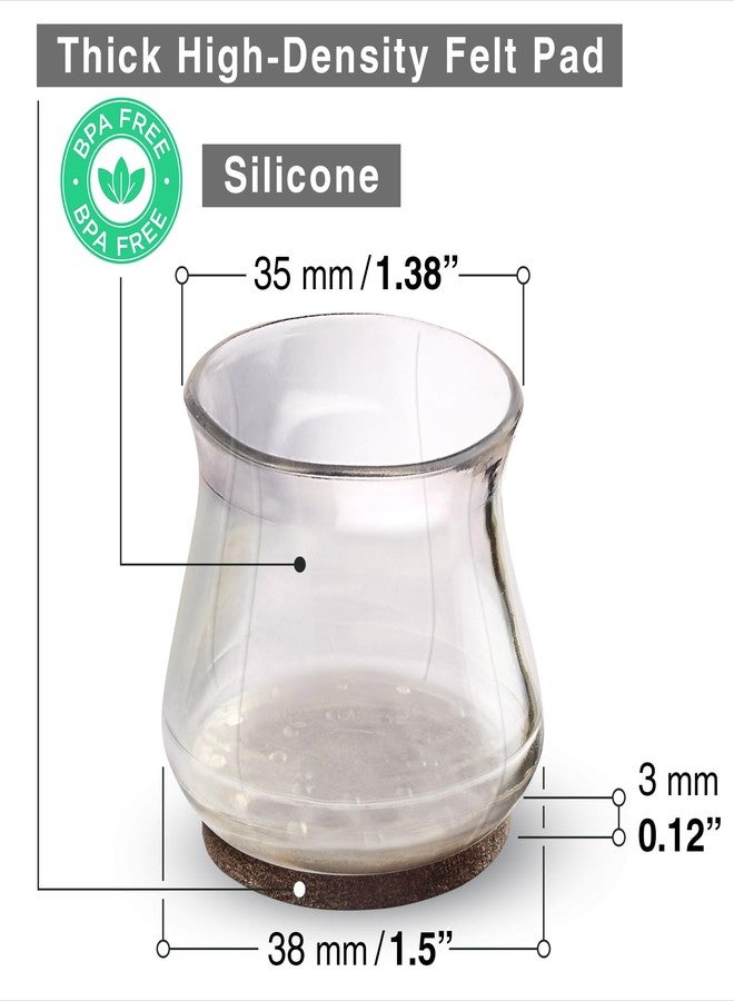 إكس-بروتيكتور 16 قطعة من واقيات أرجل الكراسي مع وسادات لباد من إكس-بروتكتور - 1.4 بوصة - 1.8 بوصة - وسادات أثاث للأرضيات الخشبية الصلبة - وسادات كراسي شفافة - واقيات أرضيات للكراسي - أغطية أرجل كراسي بنية اللون! - Image 4